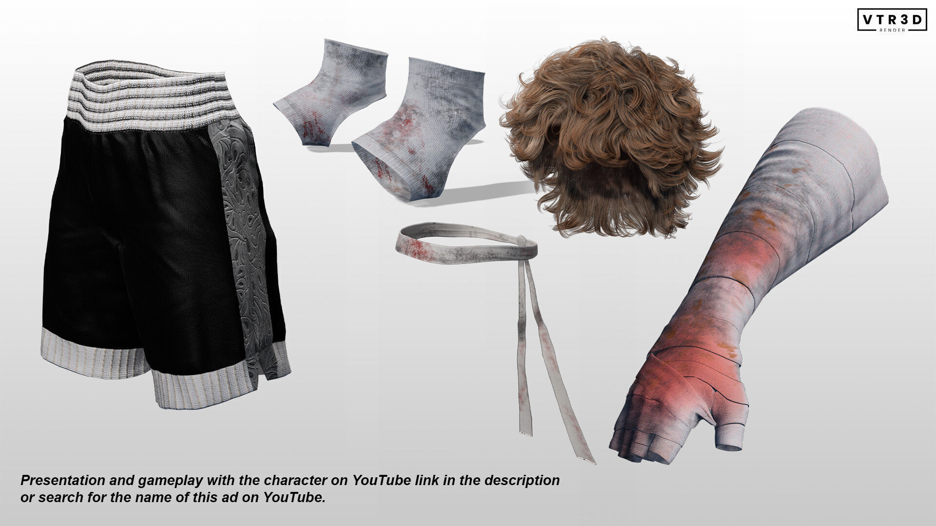 Realistic Male Fighter Battle-Ready Brawler with PBR Textures Low-poly 3D model_6