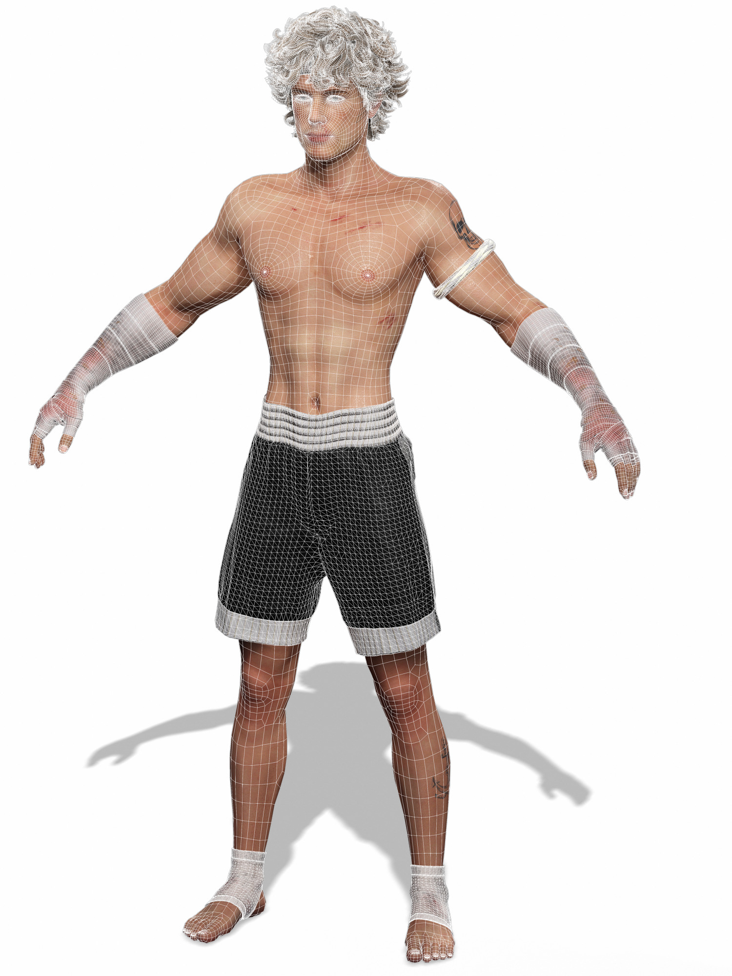 Realistic Male Fighter Battle-Ready Brawler with PBR Textures Low-poly 3D model_11