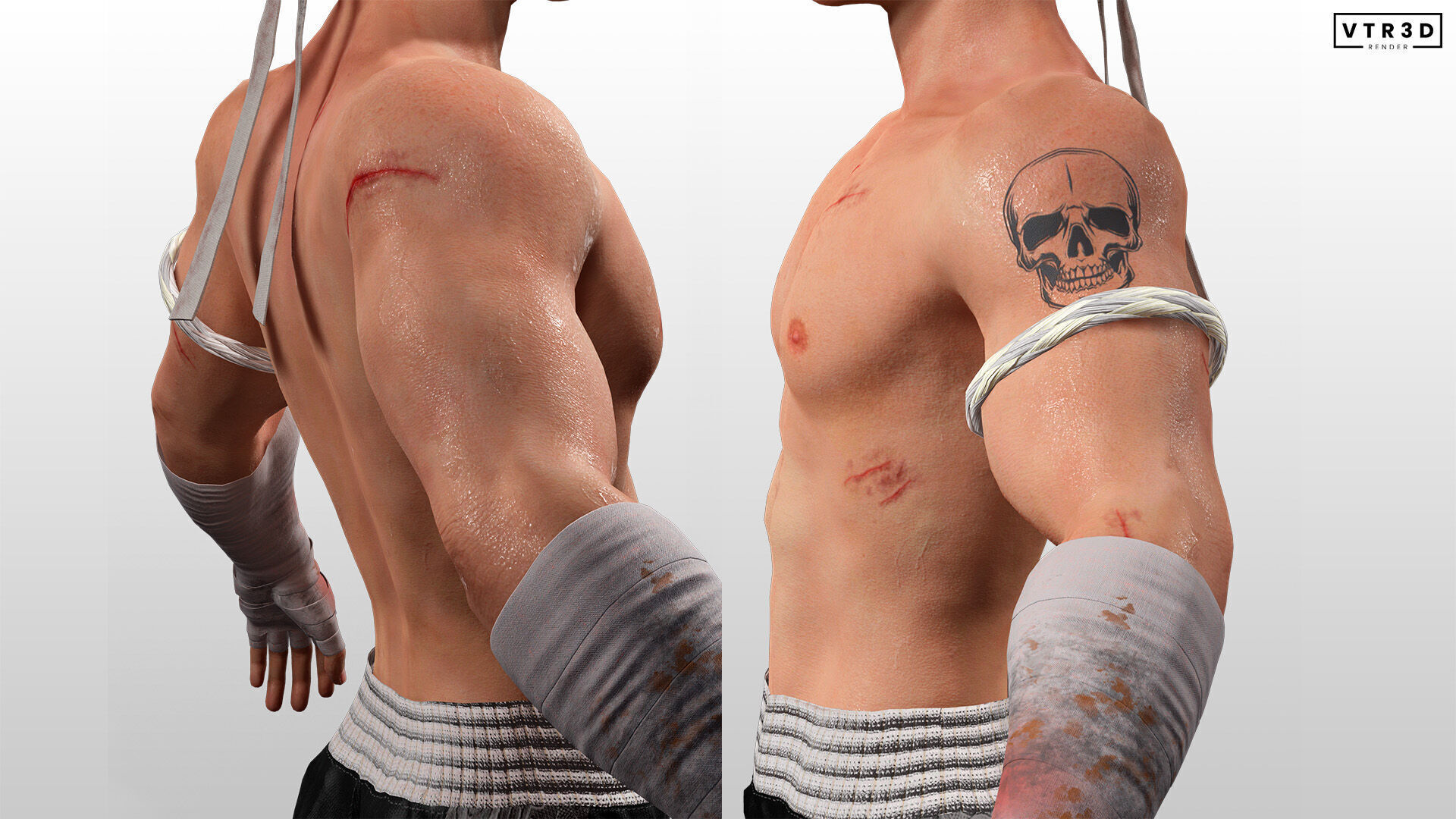 Realistic Male Fighter Battle-Ready Brawler with PBR Textures Low-poly 3D model_4