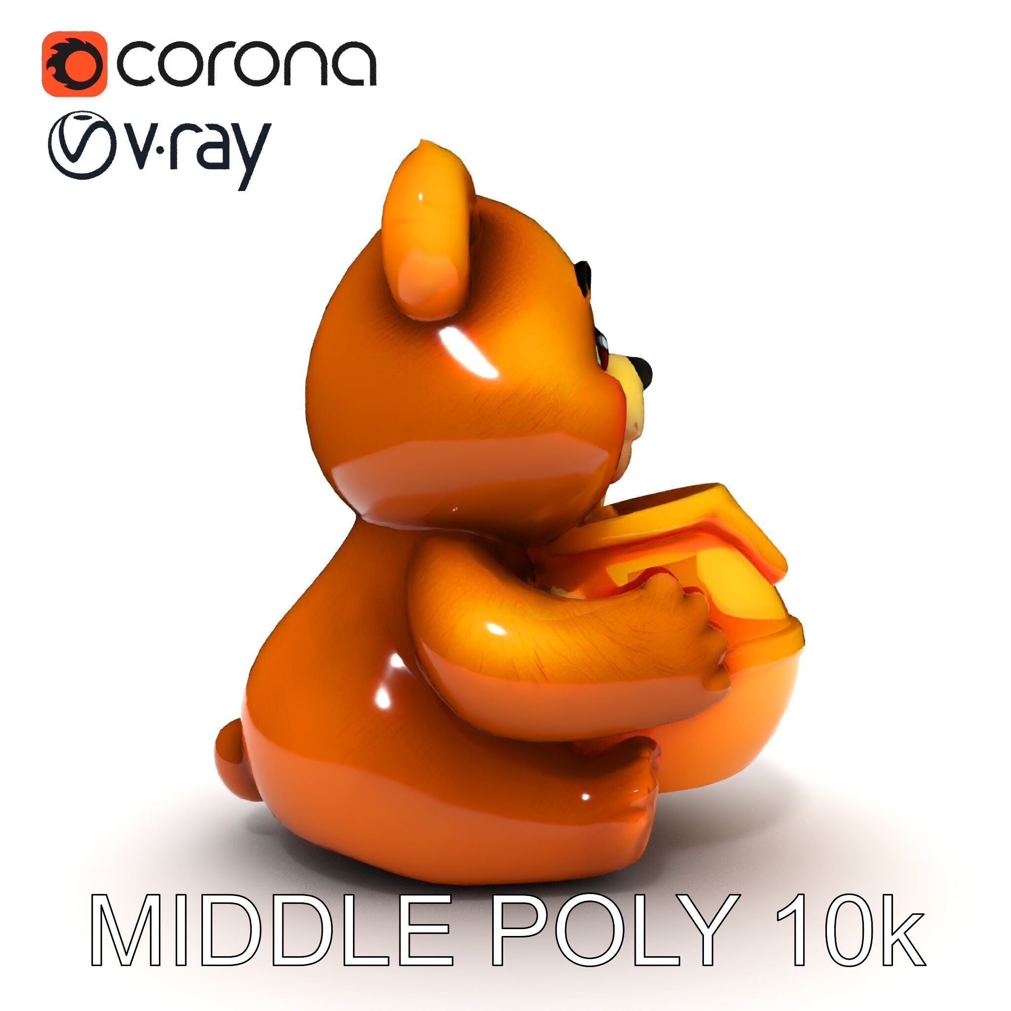 Adorable Bear with Honey Pot D Model Pack Low-poly 3D model_17