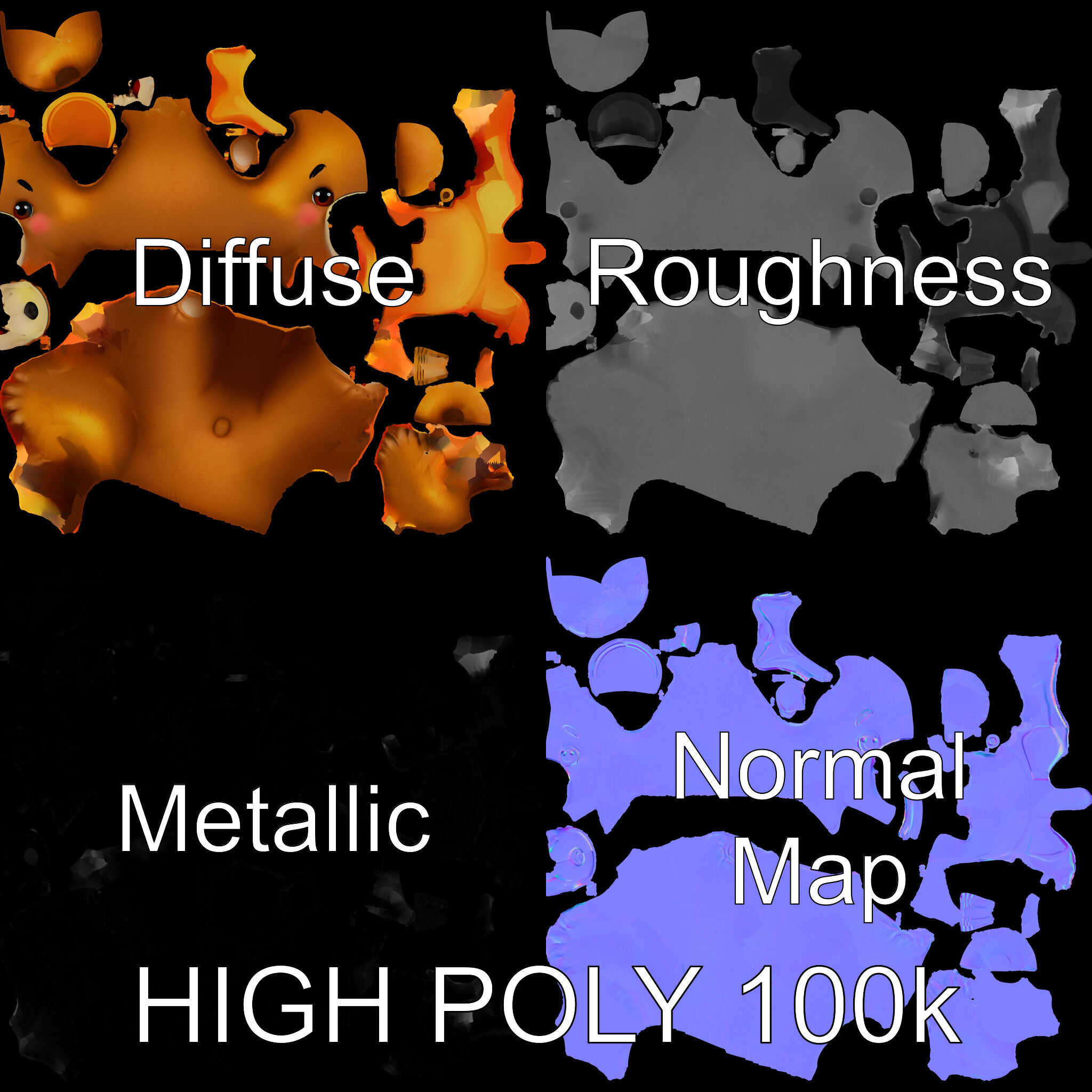 Adorable Bear with Honey Pot D Model Pack Low-poly 3D model_2