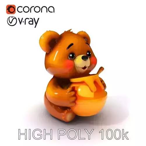 Adorable Bear with Honey Pot D Model Pack Low-poly 3D model