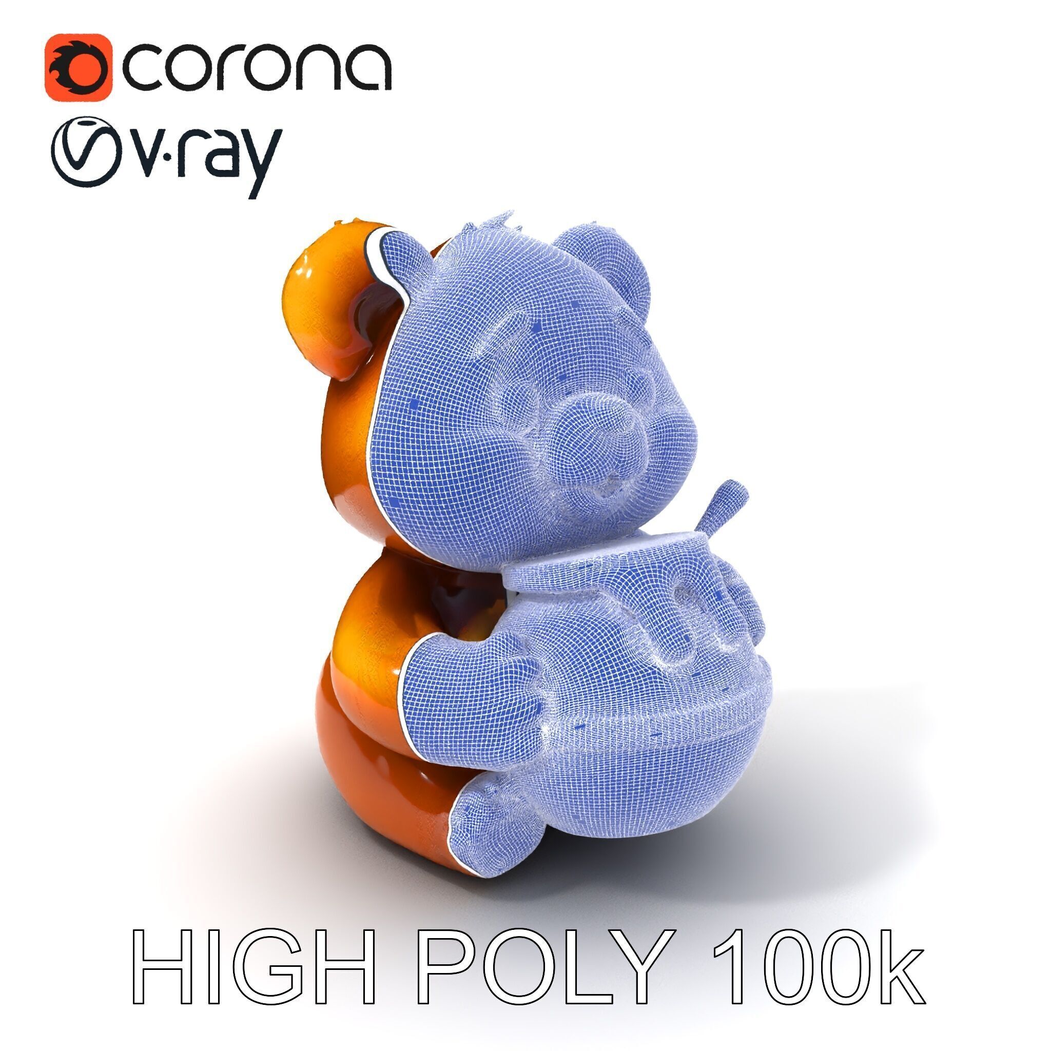Adorable Bear with Honey Pot D Model Pack Low-poly 3D model_3