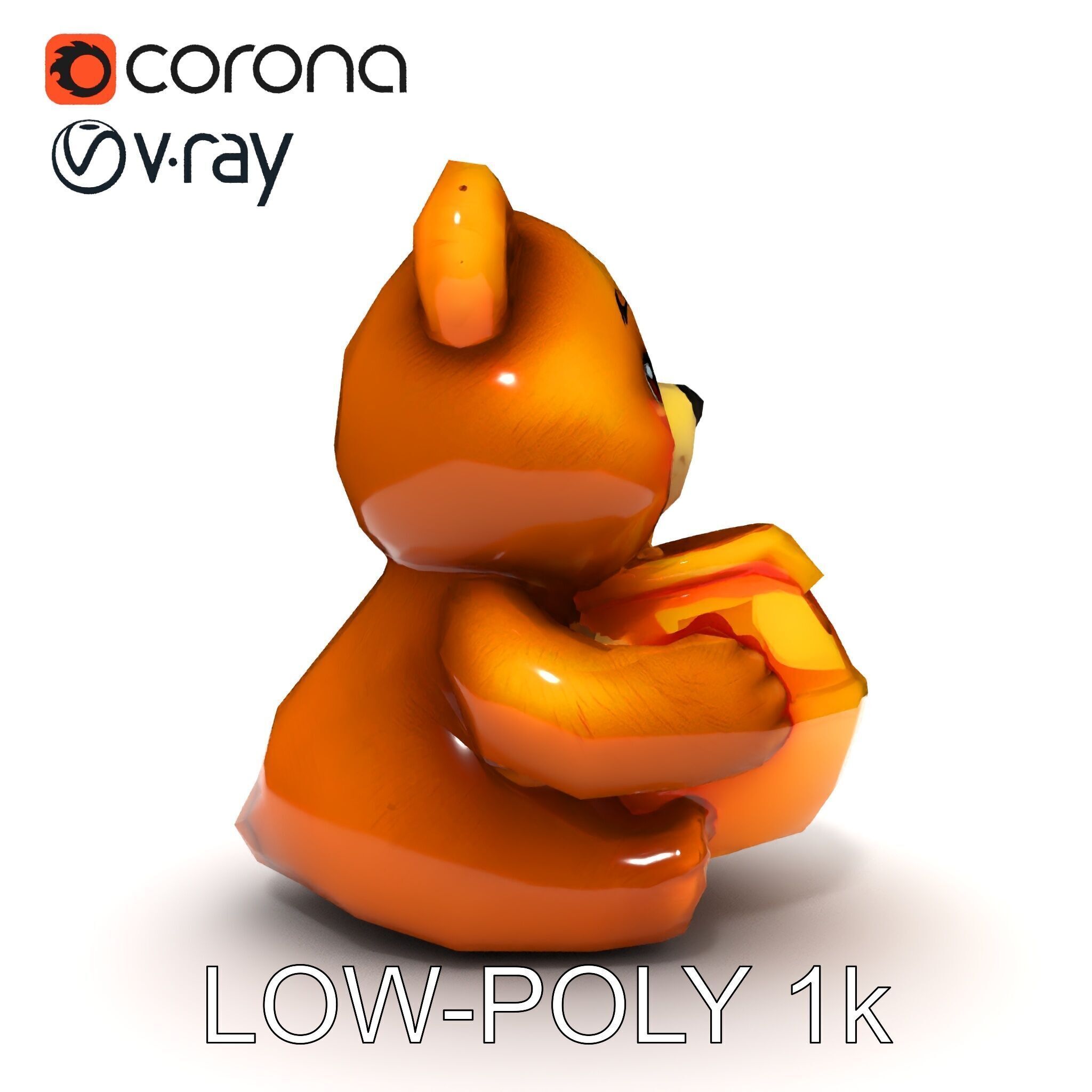 Adorable Bear with Honey Pot D Model Pack Low-poly 3D model_9