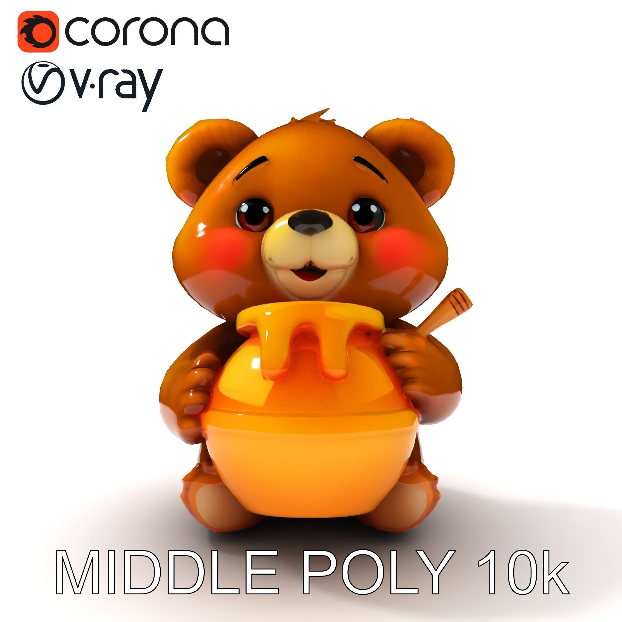 Adorable Bear with Honey Pot D Model Pack Low-poly 3D model_14