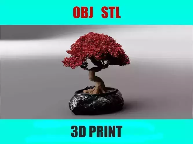 StoneCraft Bonsai Pot 3D Model Stone Design Two Part Planter STL 3D print model