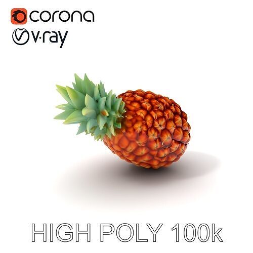 Realistic Pineapple D Model Pack for Rendering and Games Low-poly 3D model