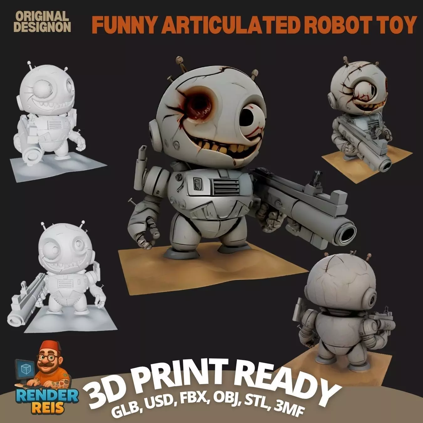 Dangerous Toy Brought to Life Damaged Armed Robot Figurine 3D print model