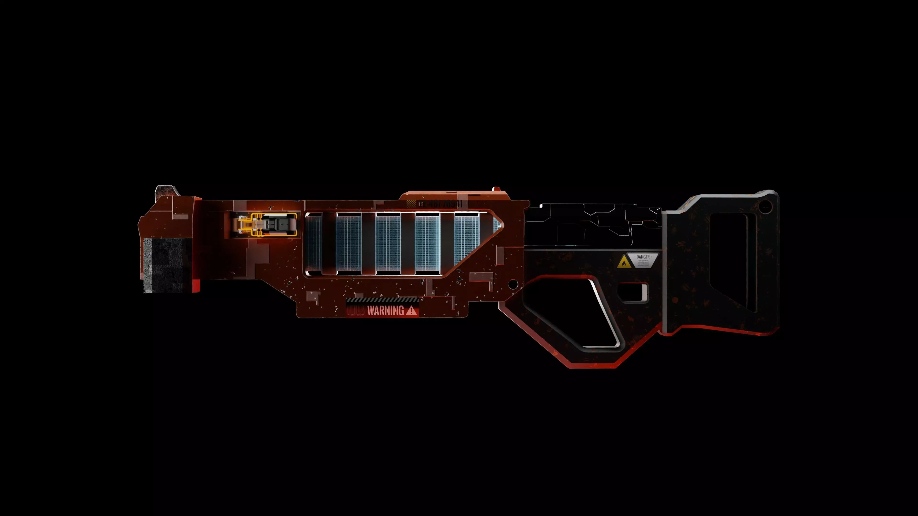Red Surge Futuristic SciFi Plasma Rifle Game Ready 3D model