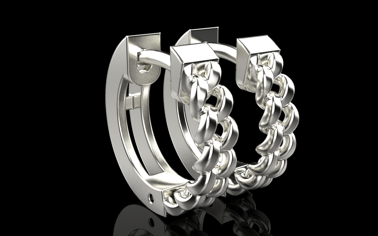 Cuban earring model 1312 3D print model_23