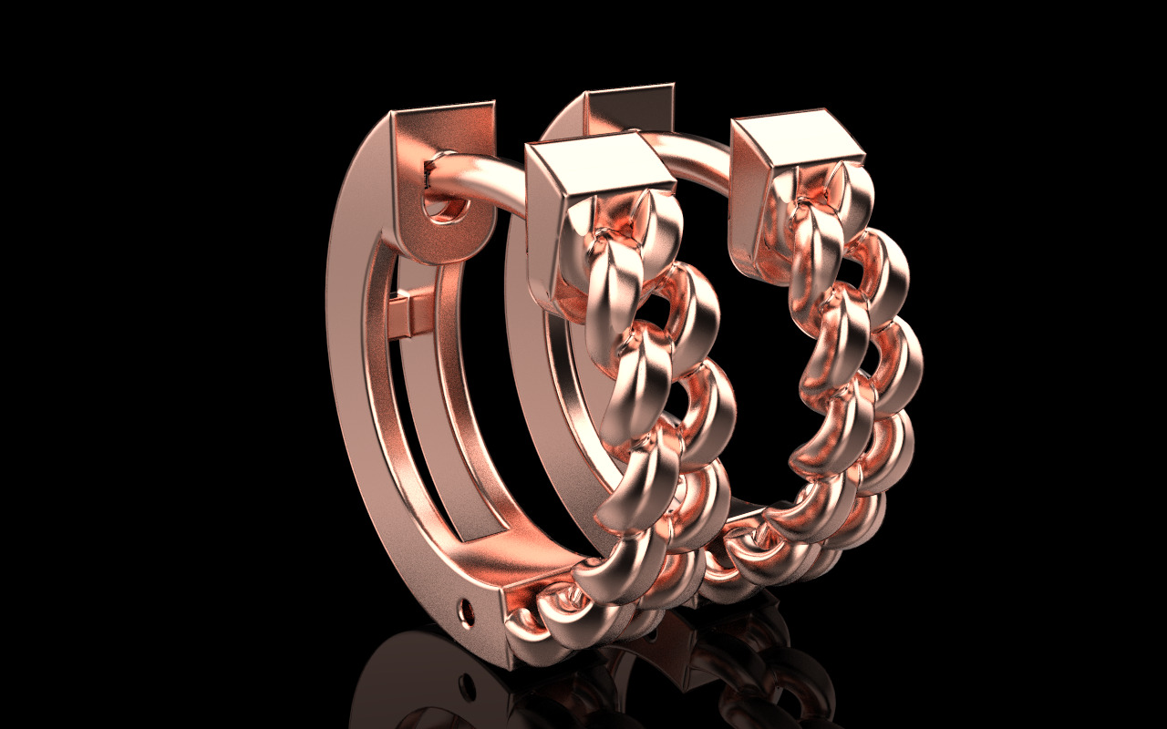 Cuban earring model 1312 3D print model_22