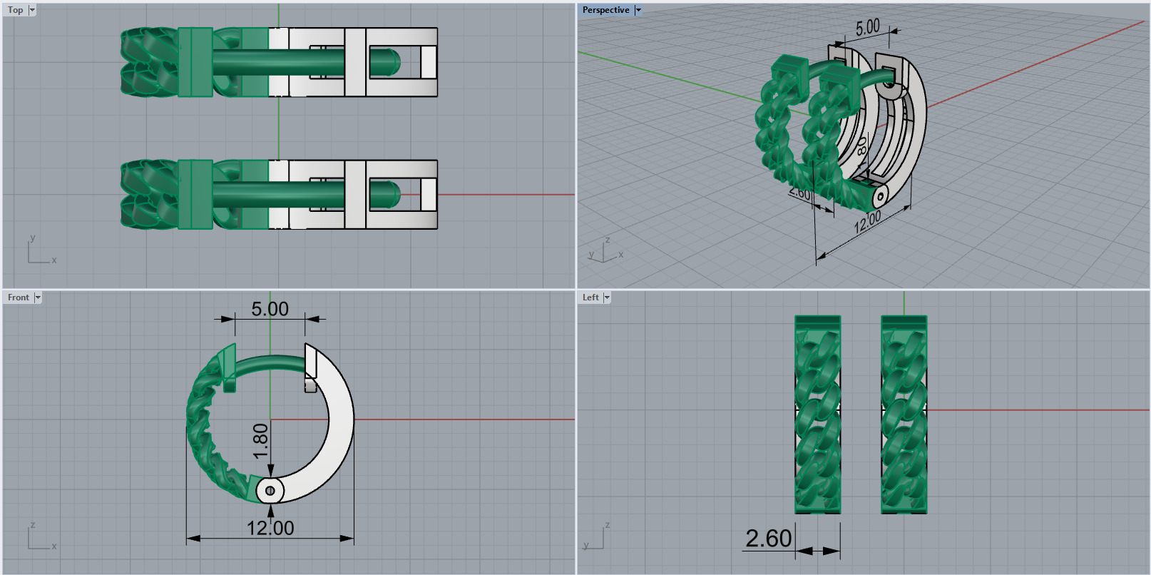 Cuban earring model 1312 3D print model_2
