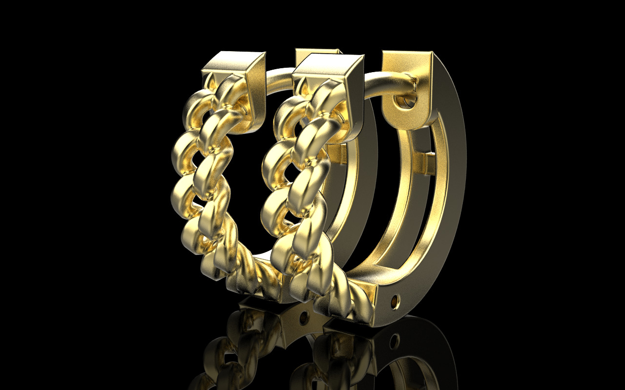 Cuban earring model 1312 3D print model_9