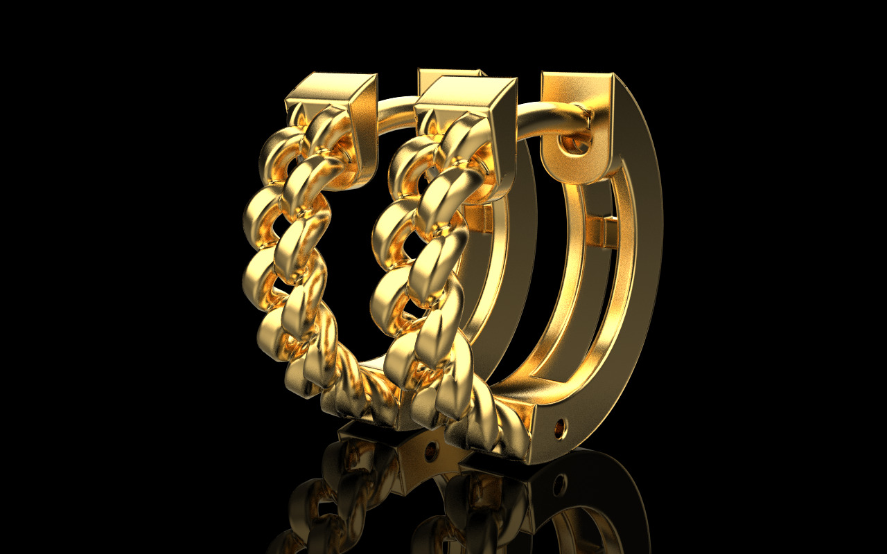 Cuban earring model 1312 3D print model_8