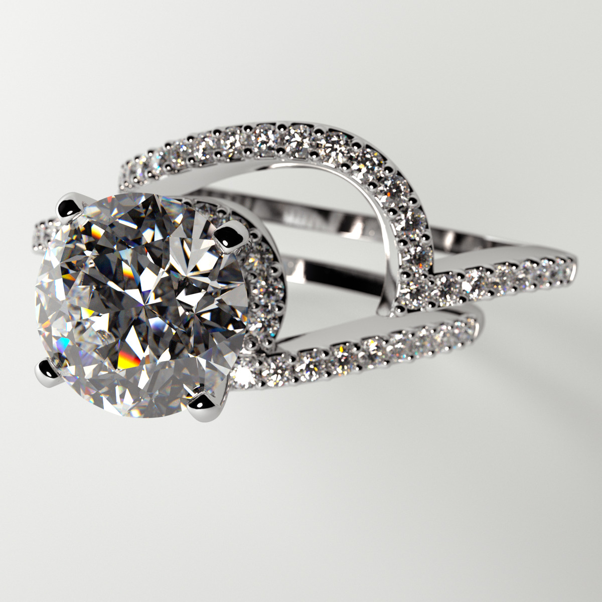 Ring 5382- Engagement and wedding 3D print model_1