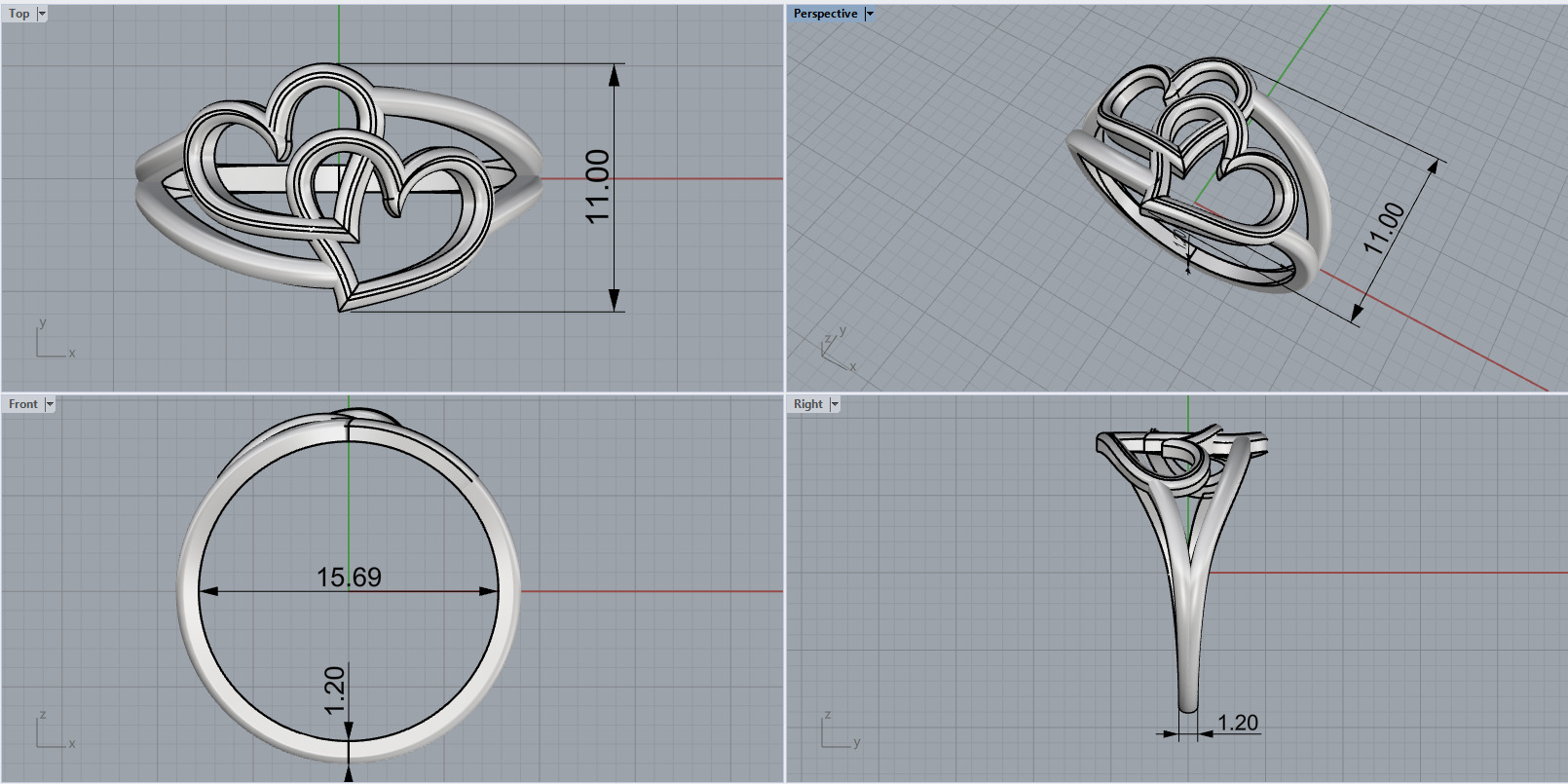Heart ring model 1199 3D print model_3