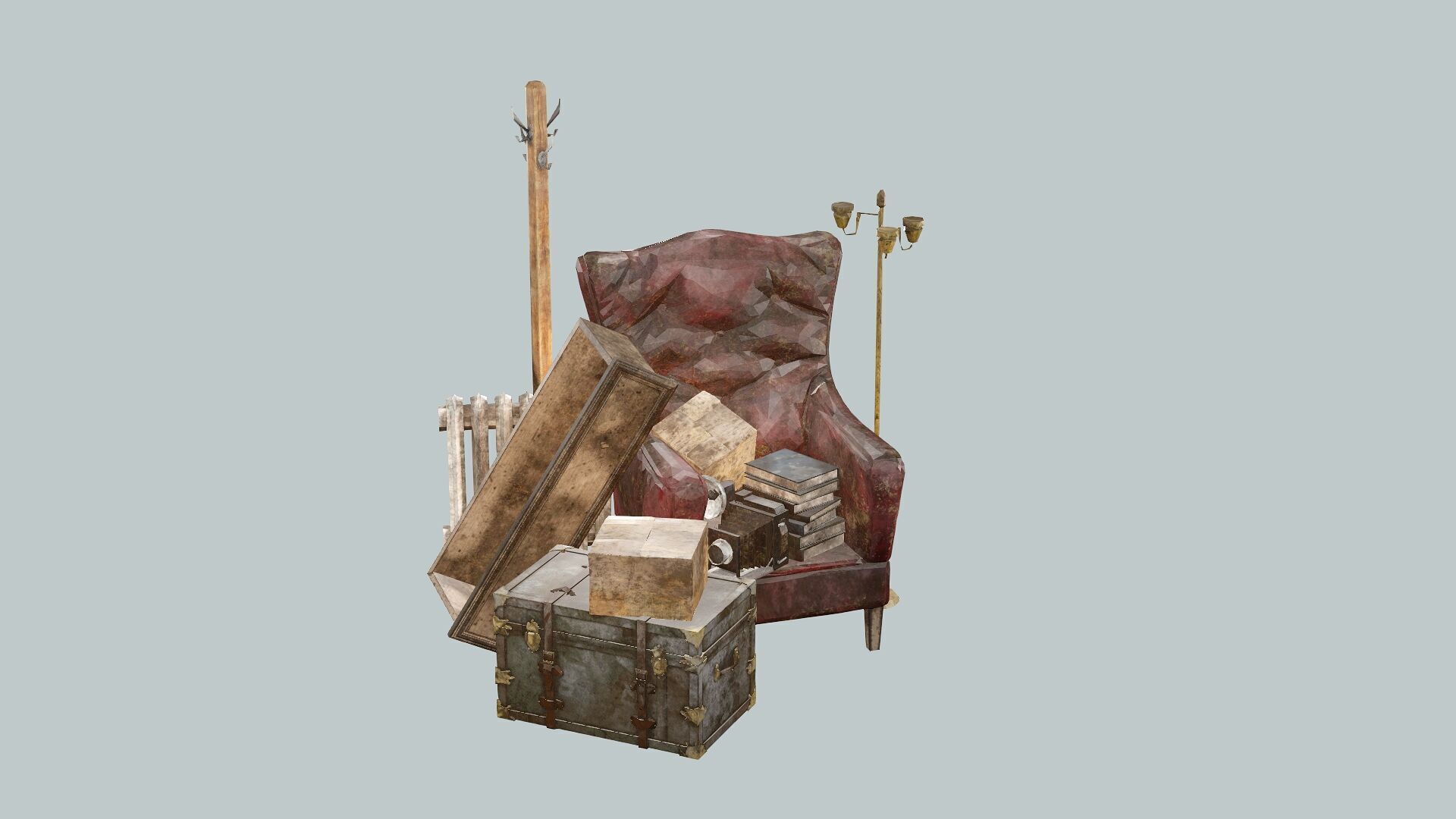 Debris Groundfill Junk XX1 Trash Game Ready Low-Poly 3D Model Low-poly 3D model_0
