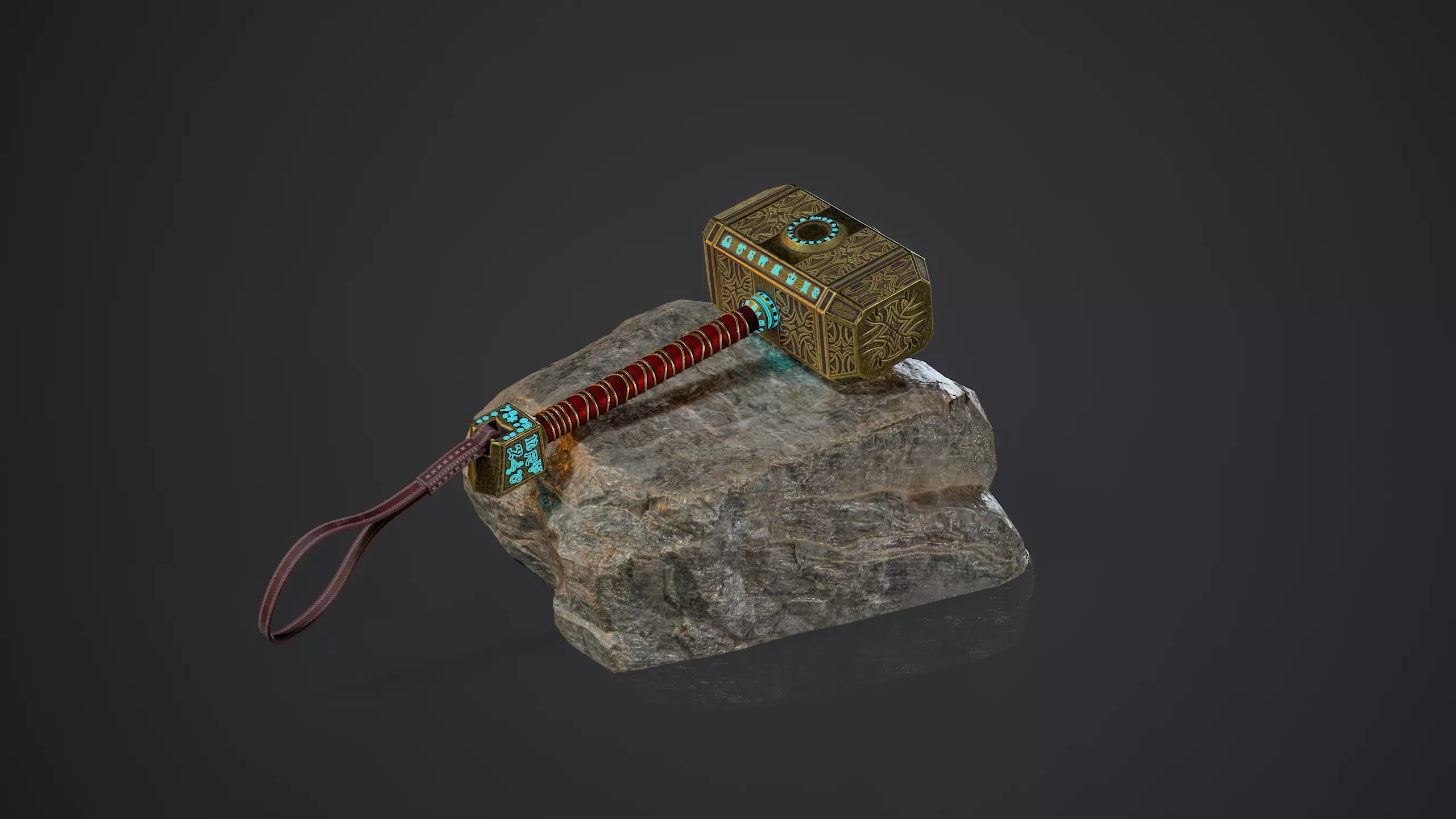Realistic Low Poly Thor Hammer Game Ready PBR Asset Low-poly 3D model