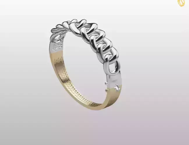 chunky cuban link solid gold bracelet with clasp 3D print file 3D print model