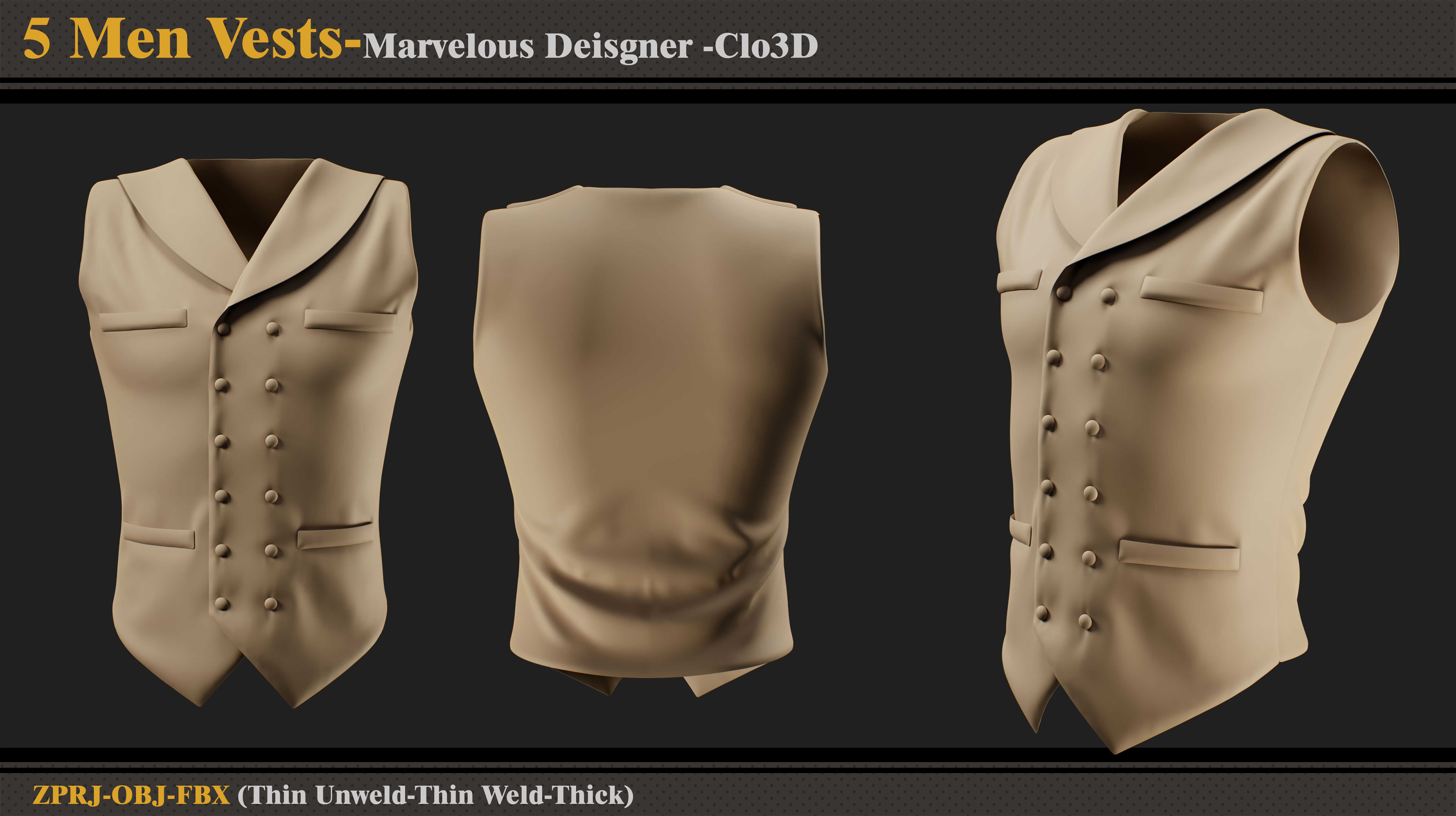 5 Mens Vests -MD-Clo3D-ZPRJ-FBX- OBJ 3D model_5