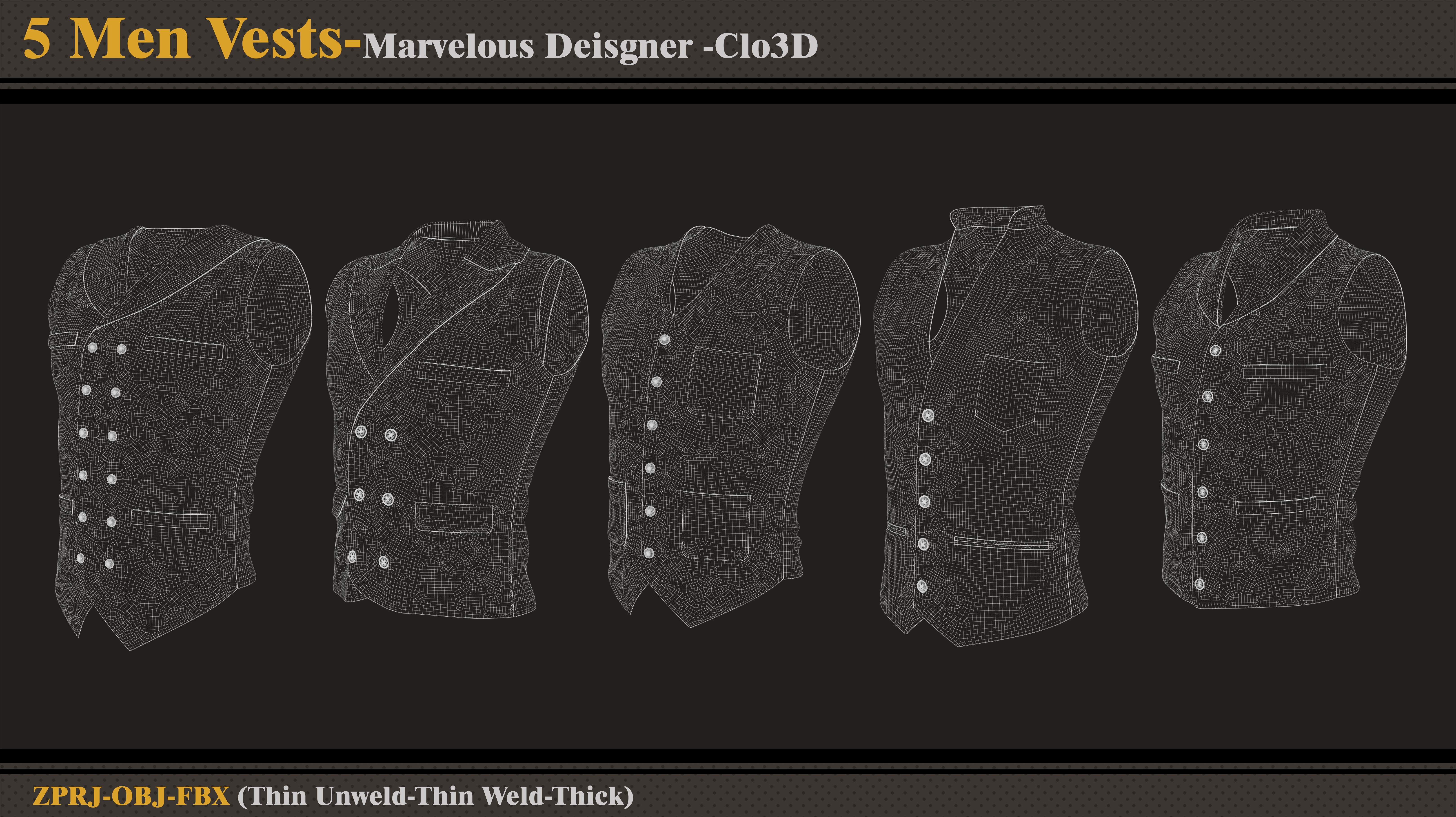 5 Mens Vests -MD-Clo3D-ZPRJ-FBX- OBJ 3D model_6