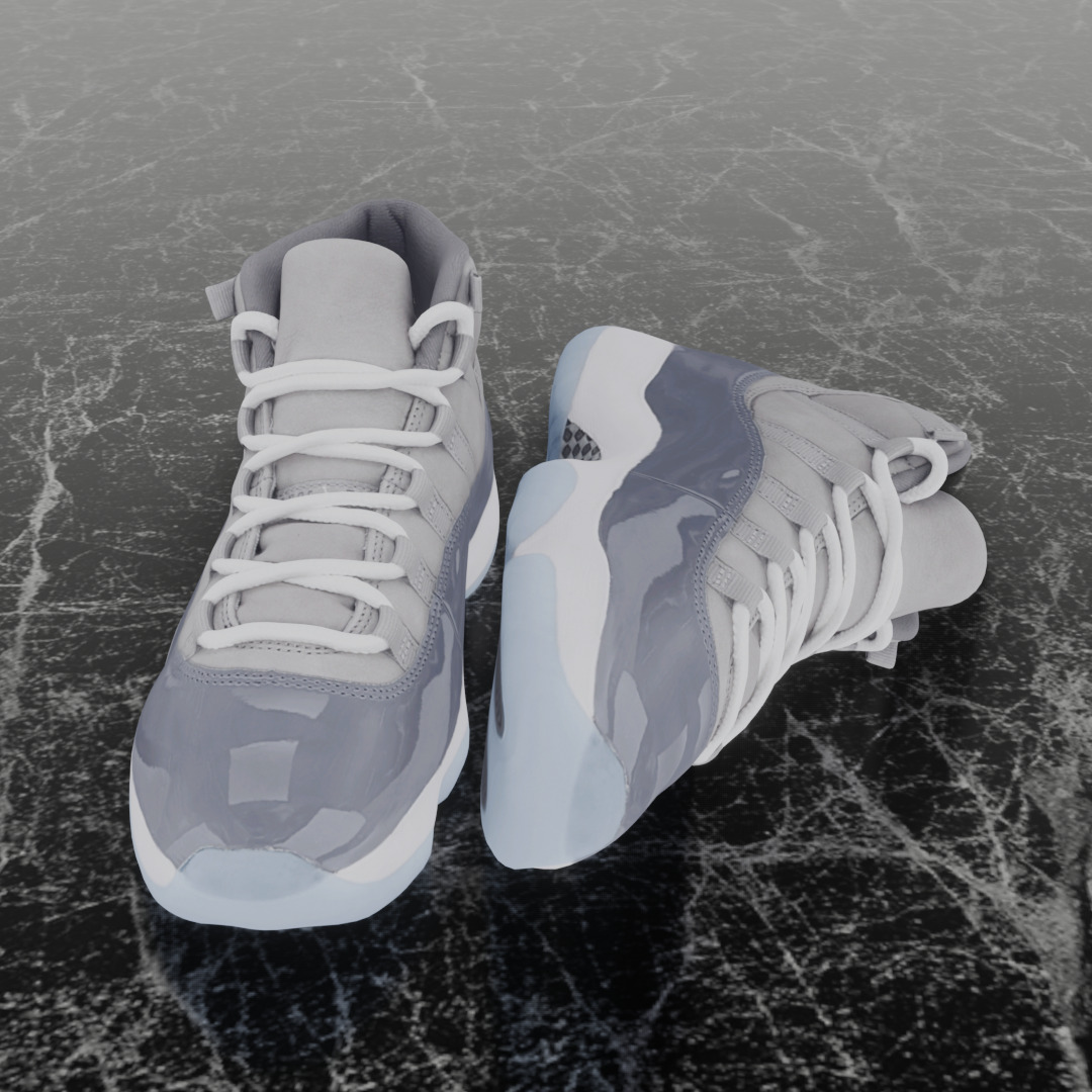 NIKE AIR JORDAN 11 COOL GREY 3D SHOES Low-poly 3D model_3