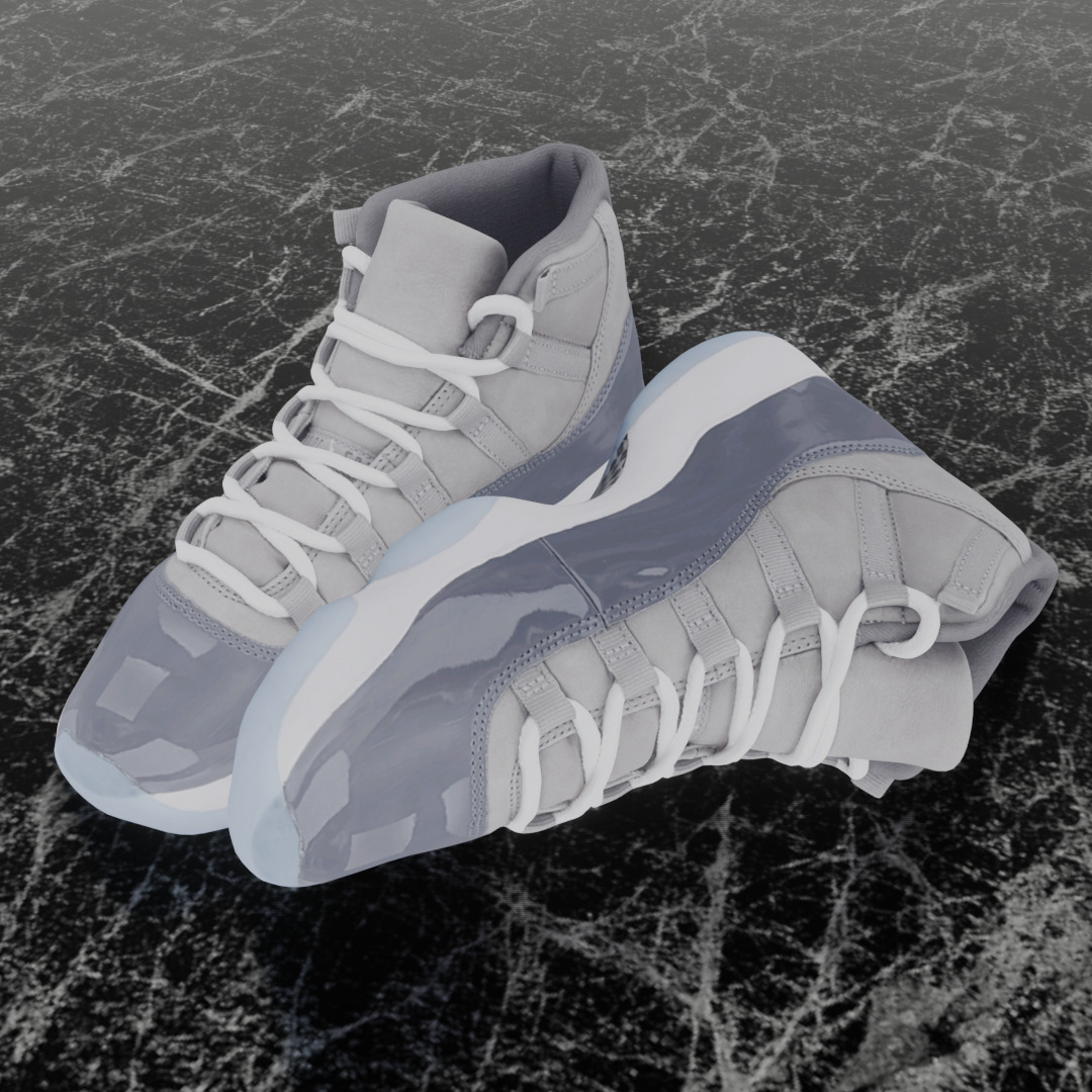 NIKE AIR JORDAN 11 COOL GREY 3D SHOES Low-poly 3D model_1