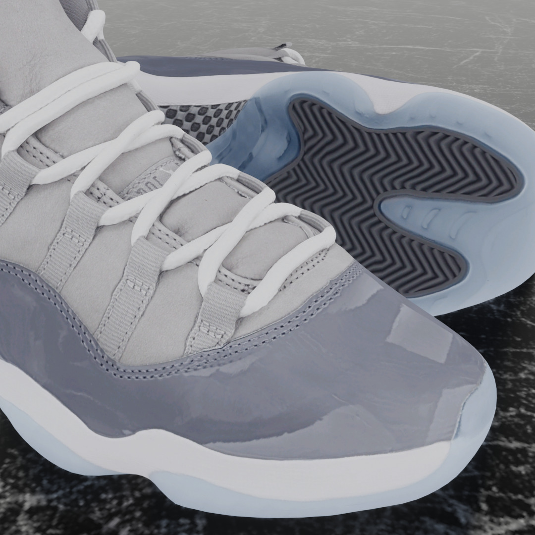 NIKE AIR JORDAN 11 COOL GREY 3D SHOES Low-poly 3D model_13