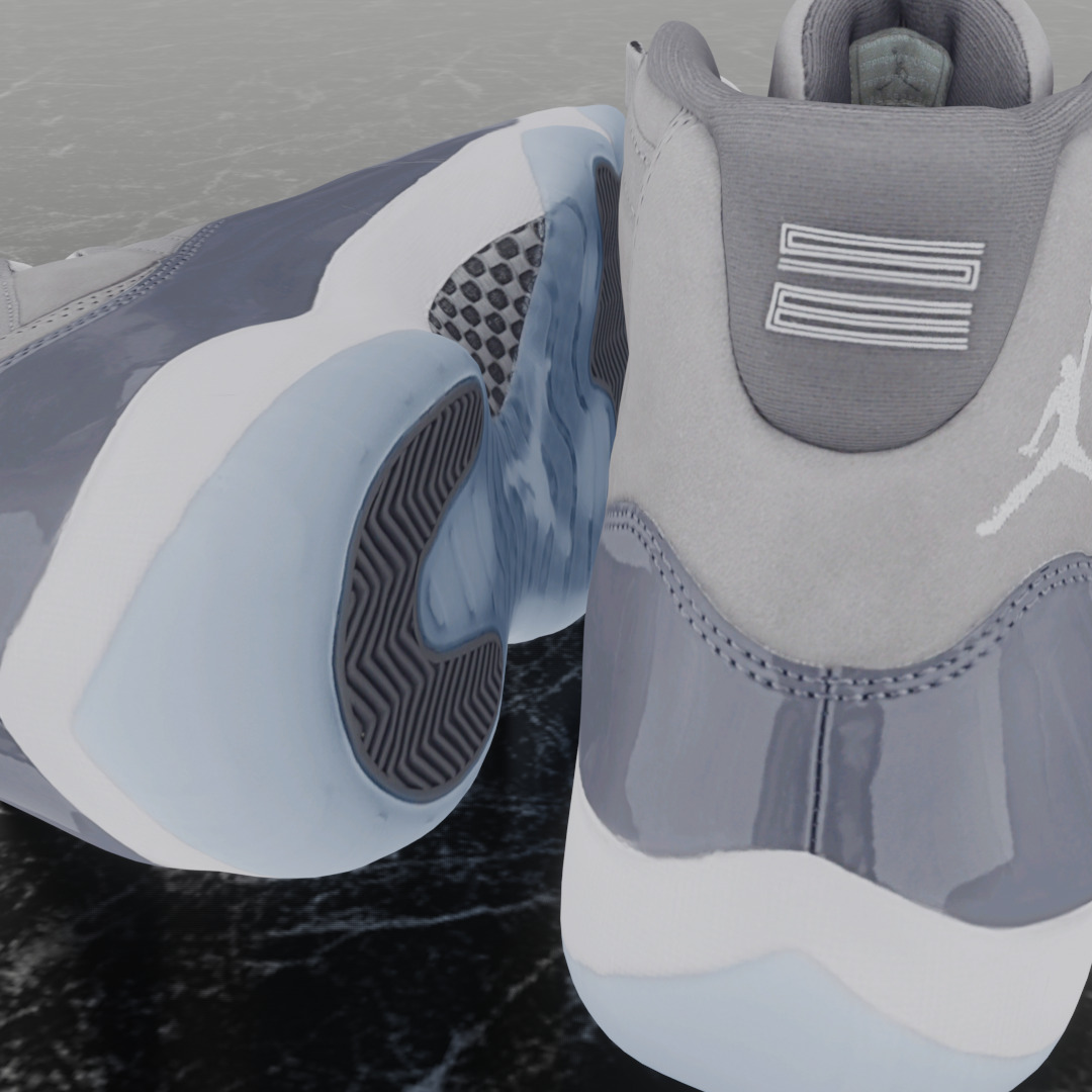 NIKE AIR JORDAN 11 COOL GREY 3D SHOES Low-poly 3D model_9