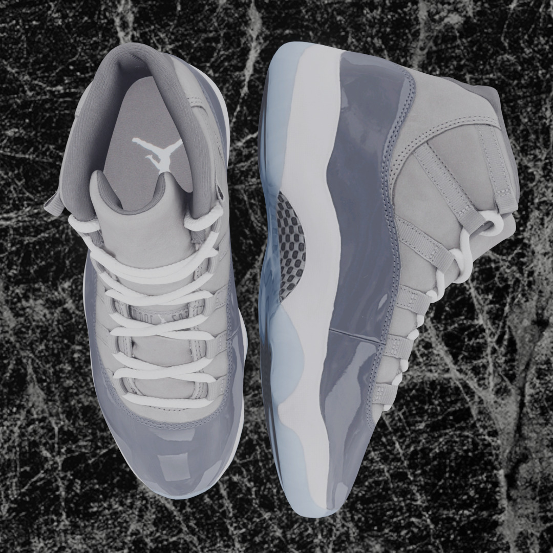 NIKE AIR JORDAN 11 COOL GREY 3D SHOES Low-poly 3D model_2