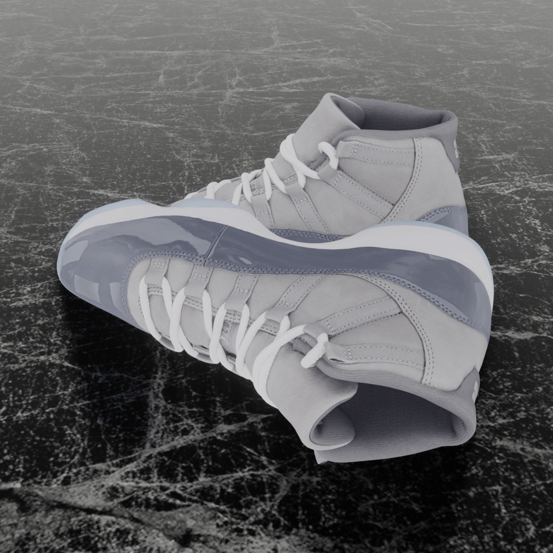 NIKE AIR JORDAN 11 COOL GREY 3D SHOES Low-poly 3D model_7