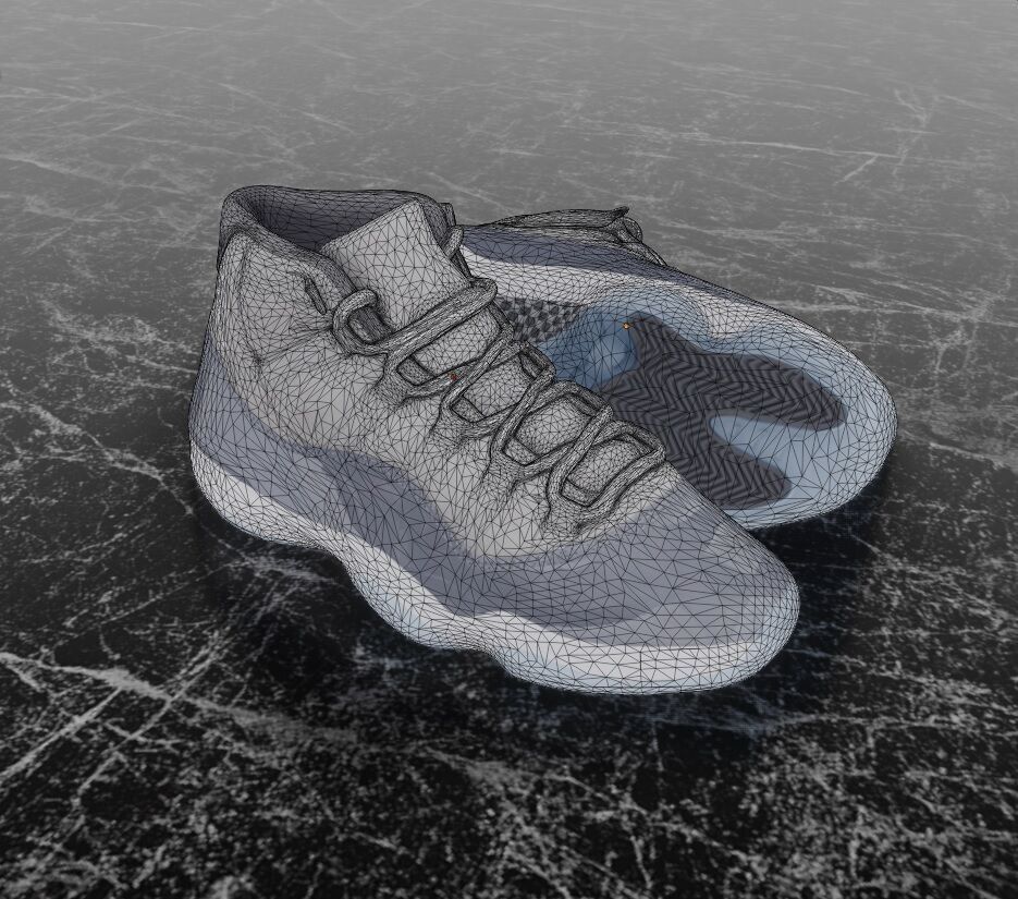 NIKE AIR JORDAN 11 COOL GREY 3D SHOES Low-poly 3D model_16
