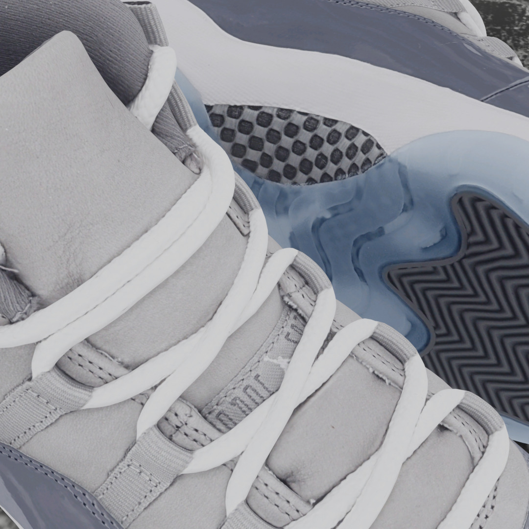 NIKE AIR JORDAN 11 COOL GREY 3D SHOES Low-poly 3D model_14