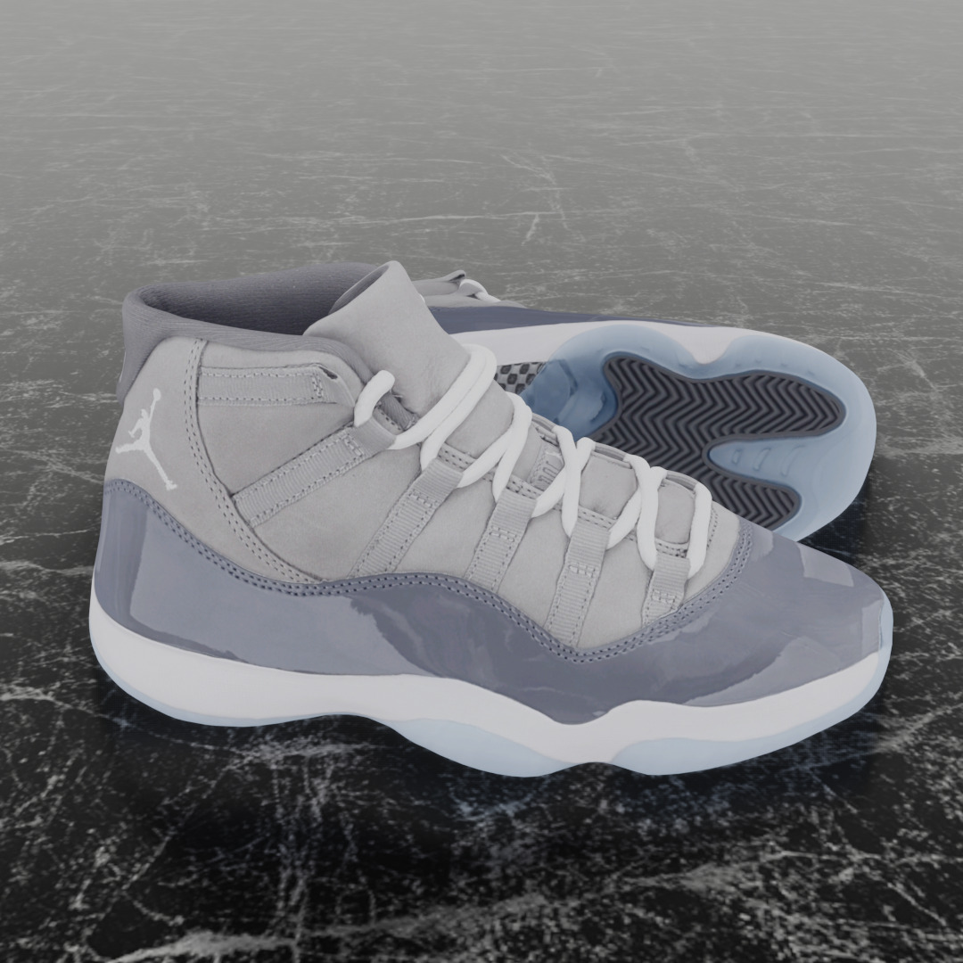 NIKE AIR JORDAN 11 COOL GREY 3D SHOES Low-poly 3D model_4