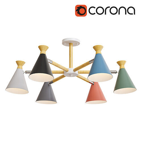 OLA Chandelier 6 lamps Low-poly 3D model