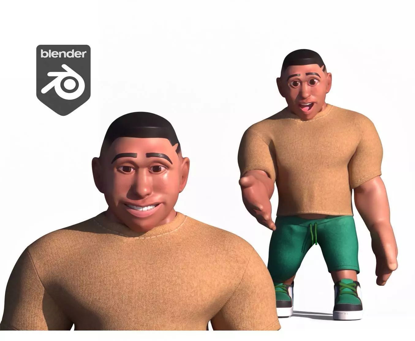 Stylized cartoon Male character fully Rigged Low-poly 3D model_0