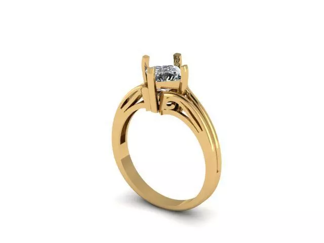 princess cut diamond Ring 3D print model