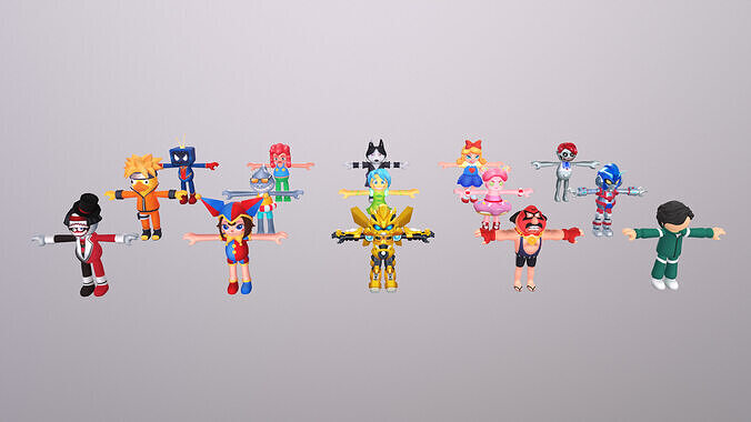 3D Casual Characters pack 15 character Low-poly 3D model