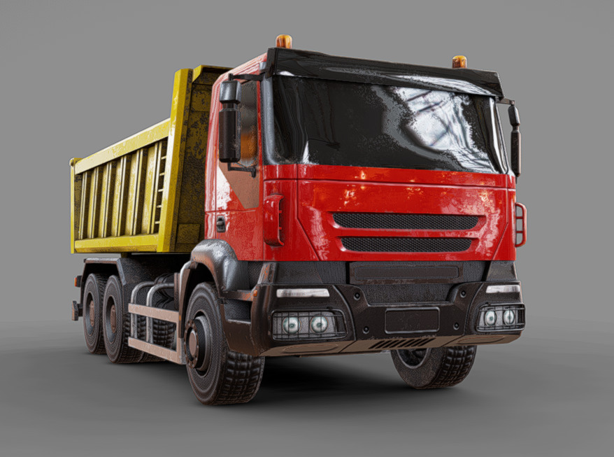 Dump Truck Low-poly 3D model_5