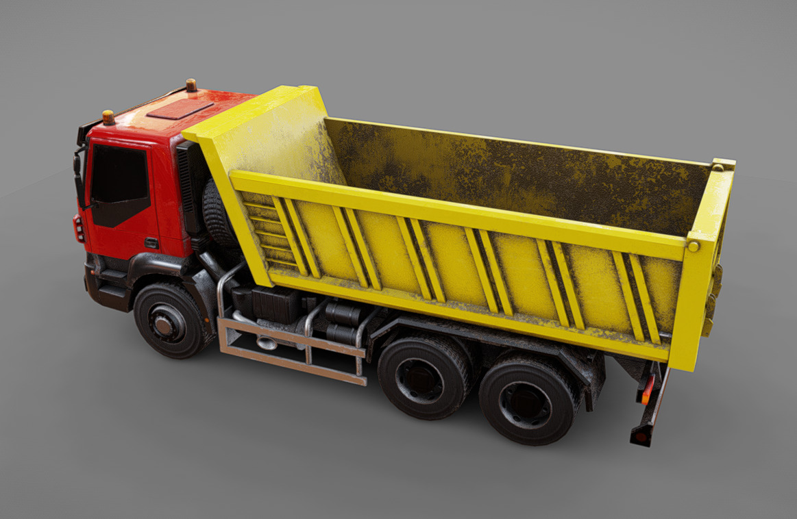 Dump Truck Low-poly 3D model_3