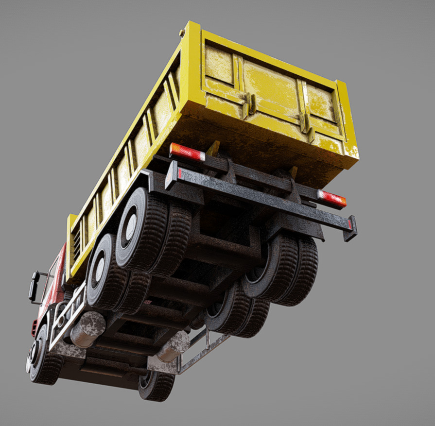 Dump Truck Low-poly 3D model_7
