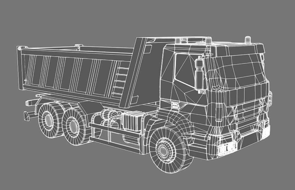 Dump Truck Low-poly 3D model_10