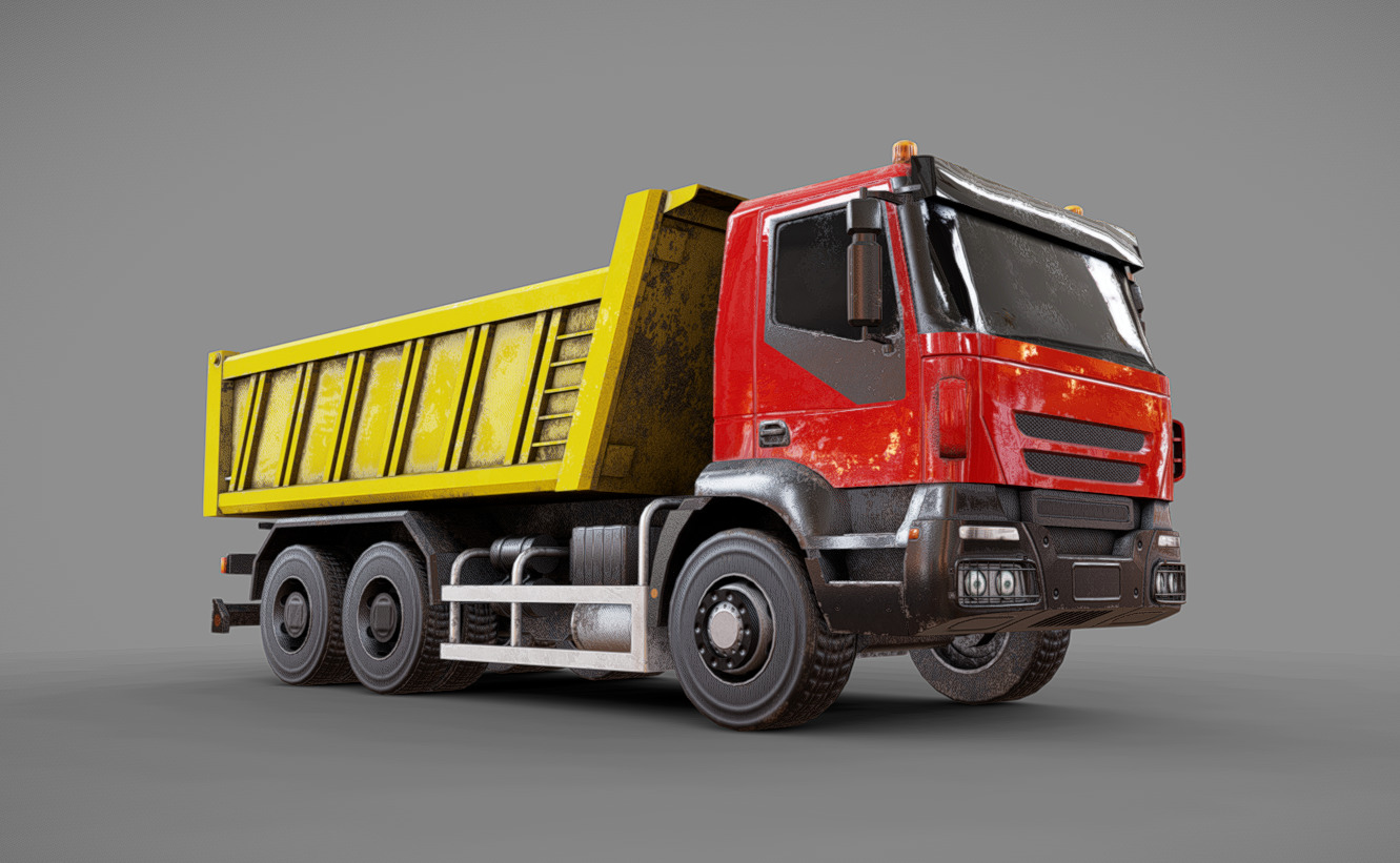 Dump Truck Low-poly 3D model_1