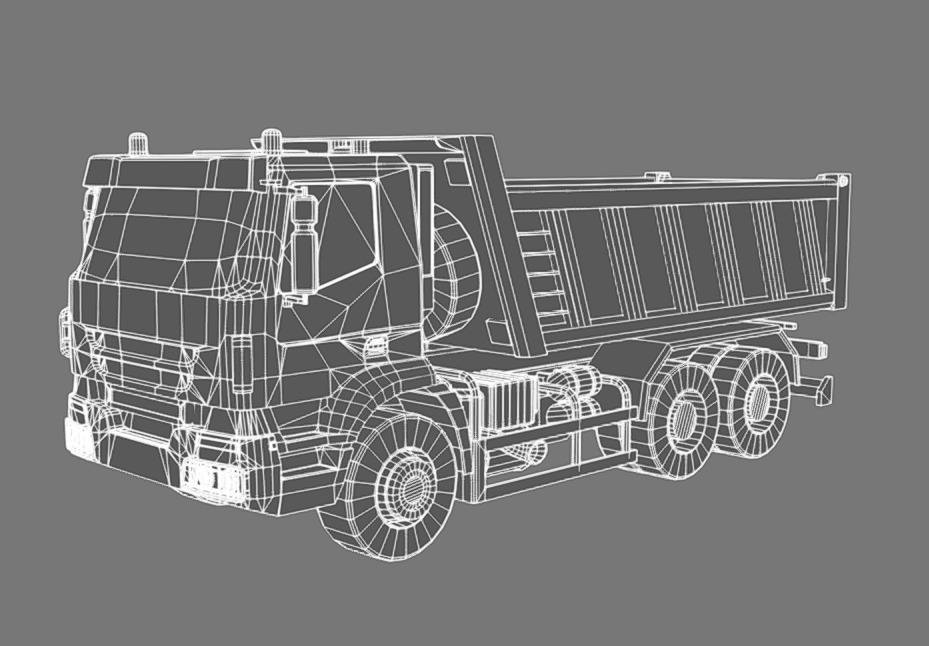 Dump Truck Low-poly 3D model_11