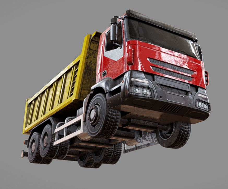 Dump Truck Low-poly 3D model_6