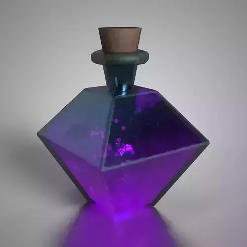 Fantasy Arcane Mana Potion Purple Diamond Glass Bottle Low-poly 3D model