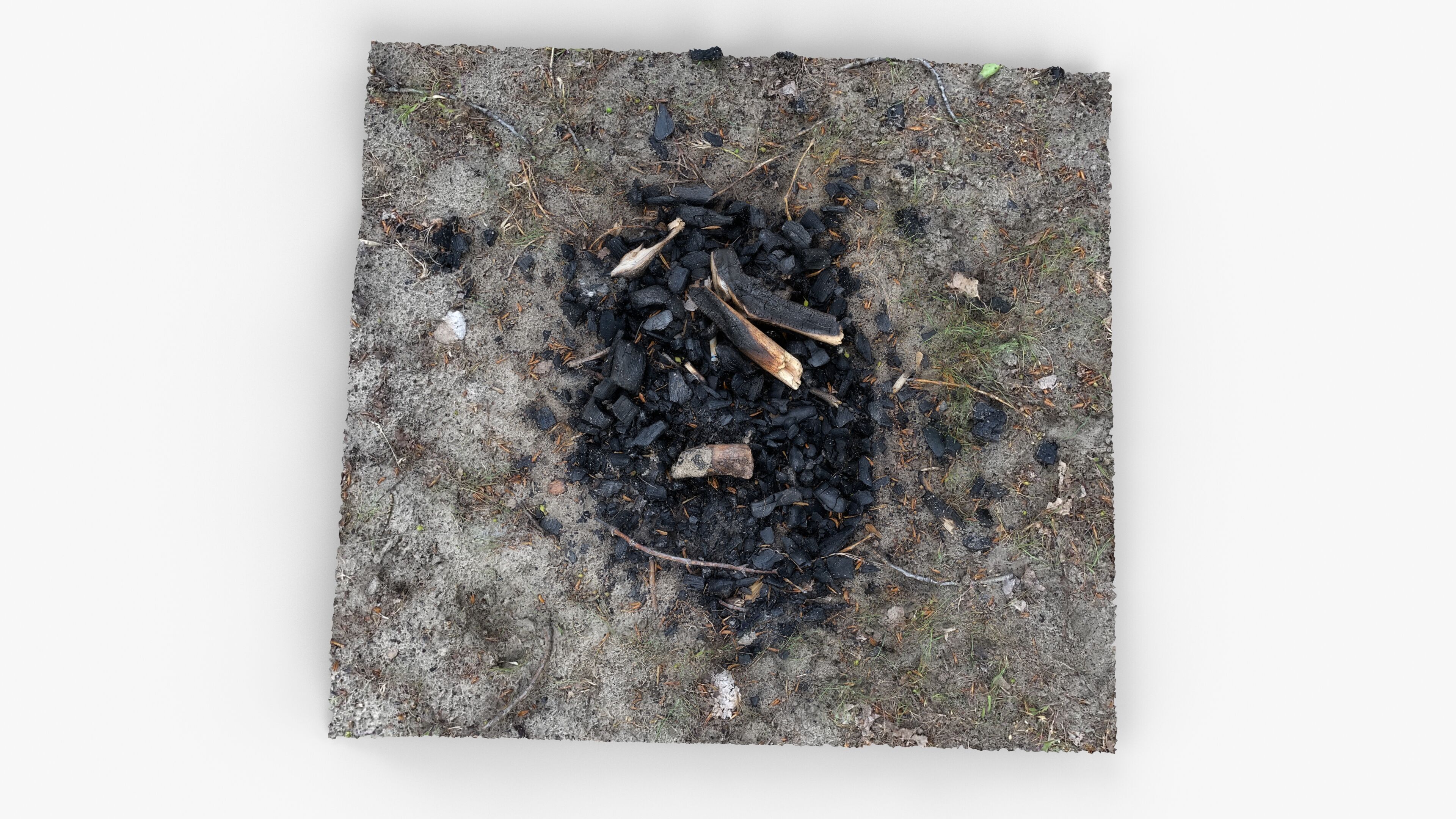 Extinguished Campfire Ashes Burned Fire Pit with Charcoal Scan Low-poly 3D model_2