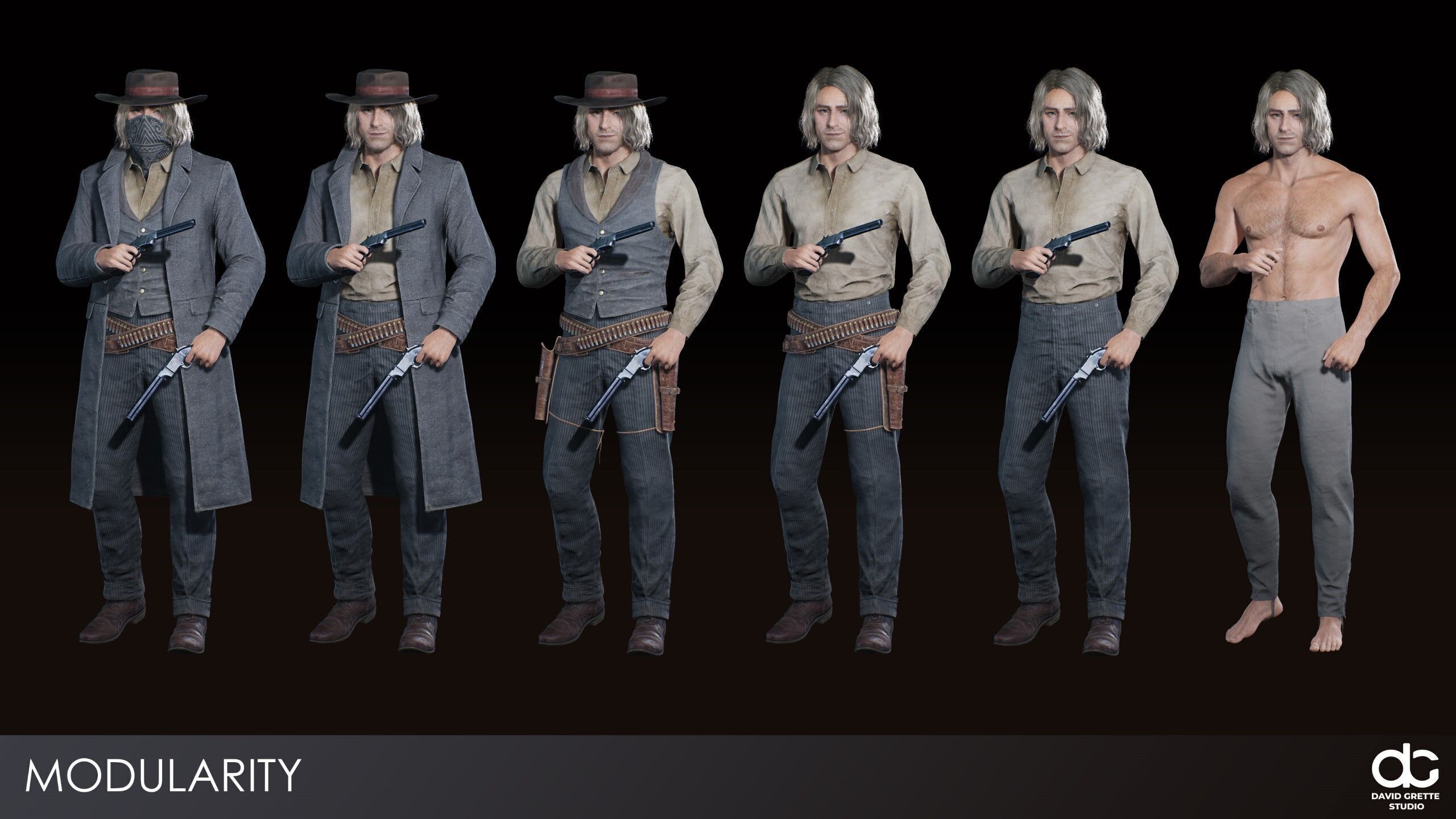 Western Characters Series - Adventure Survival Cowboy Man Low-poly 3D model_16