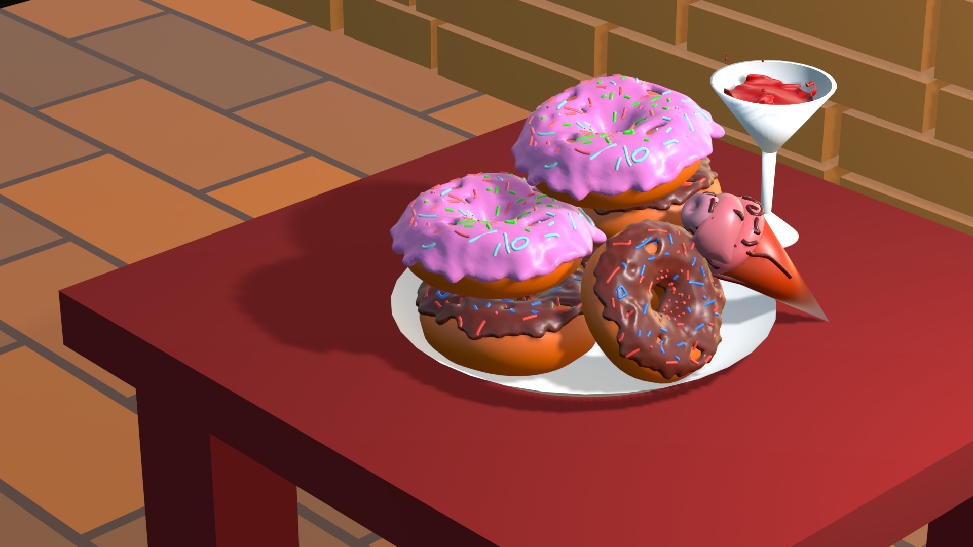 Doughnuts  Low-poly 3D model_1