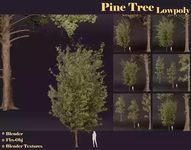 SJ-lowpoly pine tree set 01